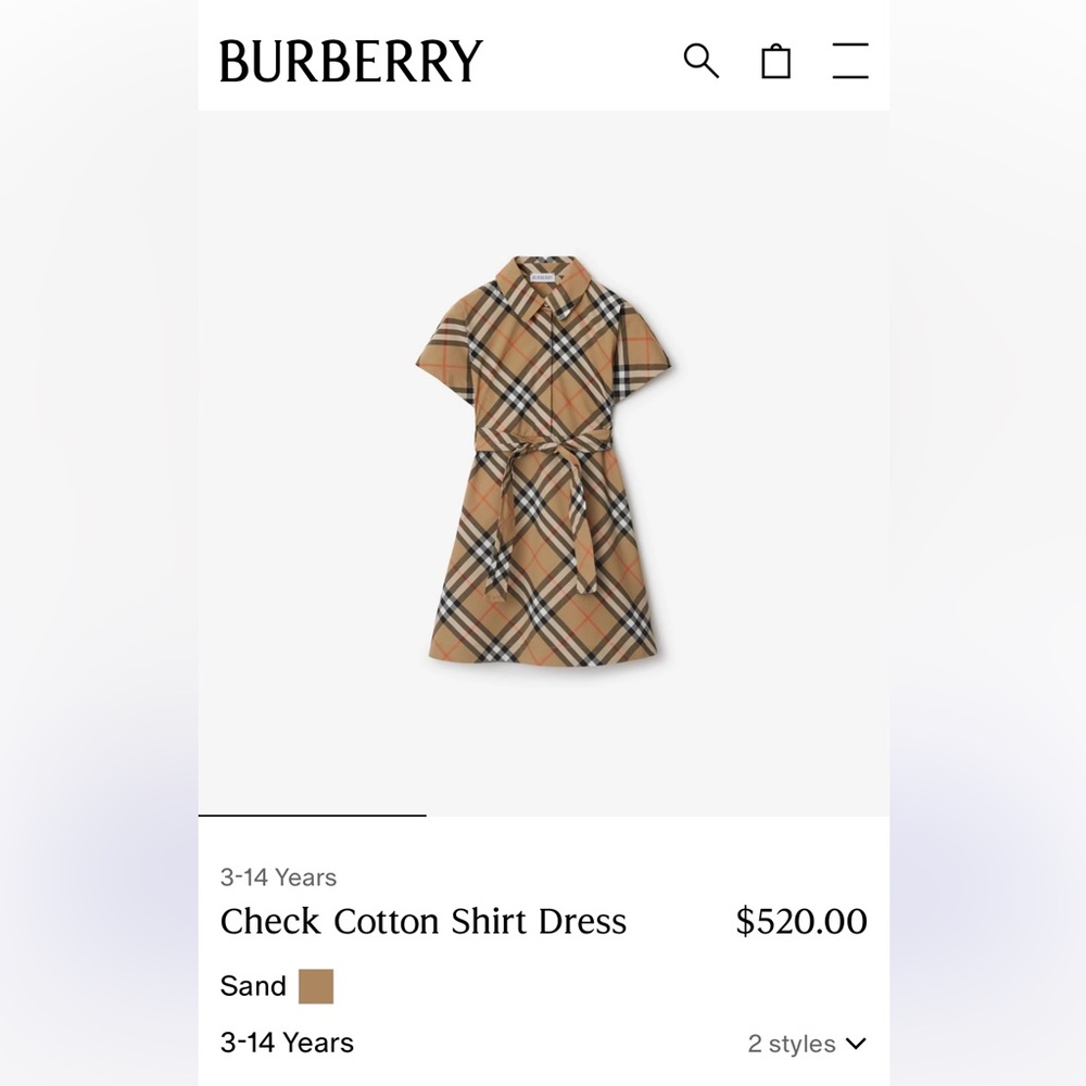 Burberry Tan and Black Checkered Dress